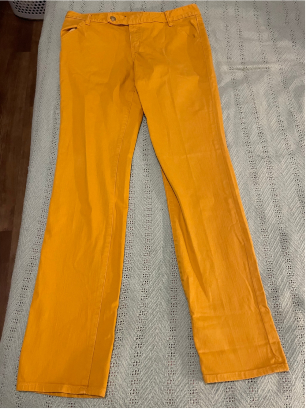 Tory Burch Super Skinny Pants, Size 32, mustard yellow